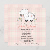 Baby Lamb Baby Shower Einladungen Pink Gingham (Vorne/Hinten)