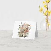 Baby Lamb in Field of Blume BLANK Karte (Gelbe Blume)