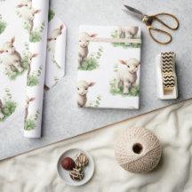 Baby Lamb in Greenery Watercolor Babydusche