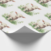 Baby Lamb in Greenery Watercolor Babydusche Geschenkpapier (Ecke)