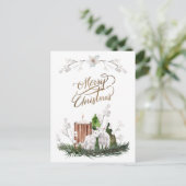 Baby Lamb Pine Candle Christmas Postkarte (Stehend Vorderseite)