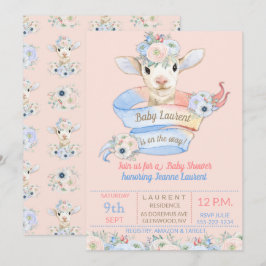 Baby Lamb Pink Blue Dusche Kinderzimmer Farm Einladung