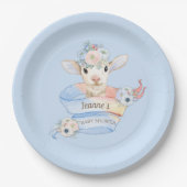 Baby Lamb Pink Blue Farm Country Pastel Pappteller (Vorderseite)