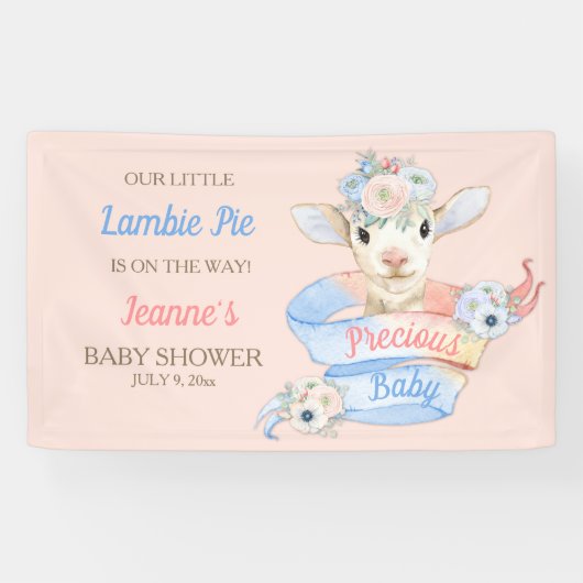 Baby Lamb rosa blaues Geschlecht neutrale Anzeige Banner (Horizontal)