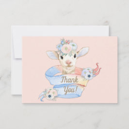 Baby Lamb rosa blaues Geschlecht neutrale Anzeige Dankeskarte