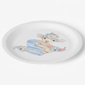 Baby Lamb rosa blaues Geschlecht neutrale Anzeige Pappteller (Schrägansicht)