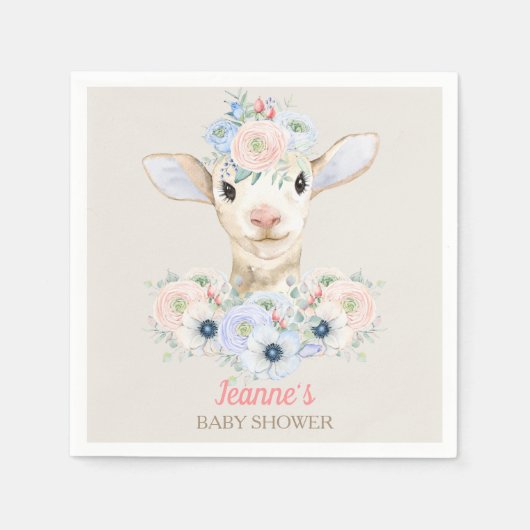 Baby Lamb rosa blaues Geschlecht neutrale Anzeige Serviette (Vorderseite)