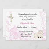 Baby Lamb Rosa religiöse Einladung (Vorne/Hinten)