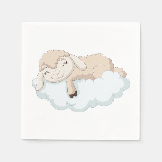Baby Lamb Schlafen auf einer Wolke Serviette (Vorderseite)