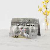 Baby Lamb Sheep Flock Rustikale Bartenkarte Karte (Gelbe Blume)