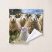 Baby Lamb Sheep Herd Flock Badhandtuch Set (Waschlappen)
