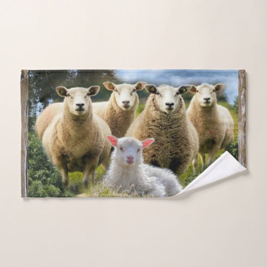 Baby Lamb Sheep Herd Flock Badhandtuch Set (Handtuch)