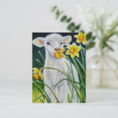 Baby Lamb und Frühlingsgetränke Postkarte (Stehend Vorderseite)
