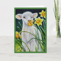 Baby Lamb und Frühlingsgetränke Wasserfarben Kunst