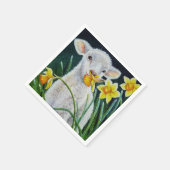 Baby Lamb und Frühlingsgetränke Wasserfarben Kunst Serviette (Ecke)