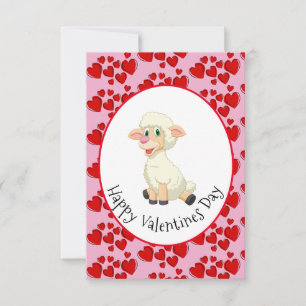 Baby Lamb und Herz Valentinkarte des Kindes RSVP Karte