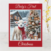 Baby Lamb's First Christmas auf dem Bauernhof Karte (Gelbe Blume)