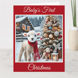 Baby Lamb's First Christmas auf dem Bauernhof Karte