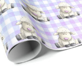 Baby Lambs on Pastel Gingham Geschenkpapier (Rolleneckpunkt)