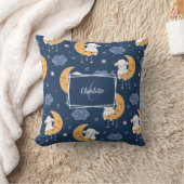 Baby Lamm auf Mondmuster mit Personalisierter Meld Kissen (Decke)
