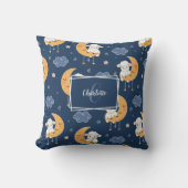 Baby Lamm auf Mondmuster mit Personalisierter Meld Kissen (Vorderseite)