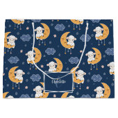 Baby Lamm auf Mondmuster mit Vorname Große Geschenktüte (Vorderseite)