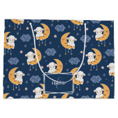 Baby Lamm auf Mondmuster mit Vorname Große Geschenktüte (Rückseite)