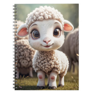 Baby-Lamm-Schaf auf dem Land auf einem Feld Notizblock