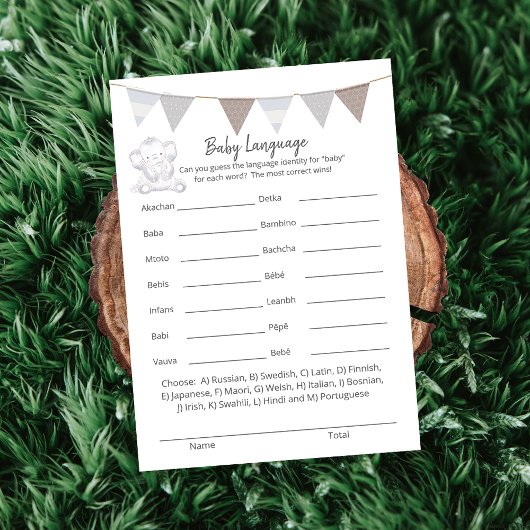 Baby Language Game Modern Baby Elephant Card Programm