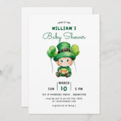 Baby Leprechaun Babydusche Einladung (Vorne/Hinten)