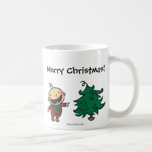 Baby Leslie Patricellis wählt einen Weihnachtsbau Kaffeetasse