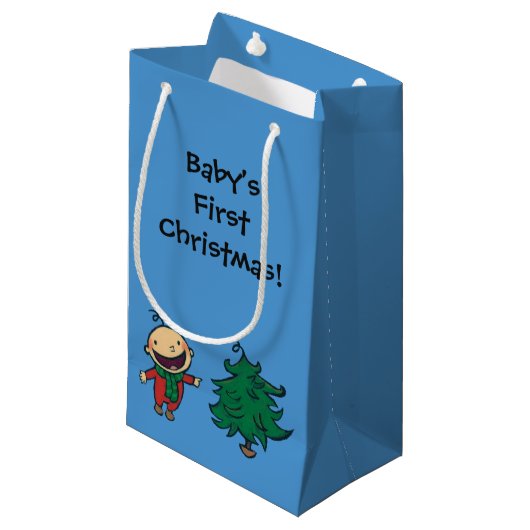 Baby Leslie Patricellis wählt einen Weihnachtsbaum Kleine Geschenktüte (Vorderseite Schrägansicht)