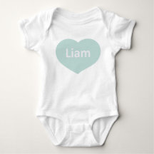 Baby Liam White Blue Heart Baby Bodysuit