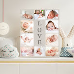 Baby Liebe 10 Foto Collage Taupe Künstlicher Leinwanddruck<br><div class="desc">Ein taupe Foto Collage Imitate Leinwand drucken,  um Ihr Neugeborenes zu feiern. Personalisieren Sie mit 10 Fotos. "LIEBE" ist in der Mitte in elegantem Text niedergeschrieben.</div>