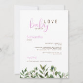 Baby Liebe Botanical Pink Baby Girl Dusche Einladung (Vorderseite)