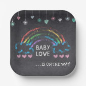 Baby Liebe Chalkboard Herz & Rainbow Baby Dusche Pappteller (Vorderseite)