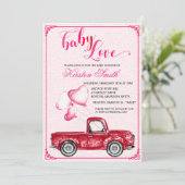 Baby Liebe Herzballoons Kinderdusche Einladung (Stehend Vorderseite)