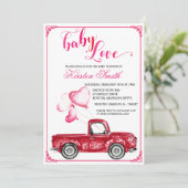 Baby Liebe Herzballoons Kinderdusche Einladung (Stehend Vorderseite)