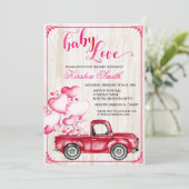 Baby Liebe Herzballoons Kinderdusche Einladung (Stehend Vorderseite)