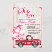 Baby Liebe Herzballoons Kinderdusche Einladung (Vorne/Hinten)