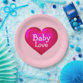 Baby Liebe Hot Pink Herz Pappteller (Party)