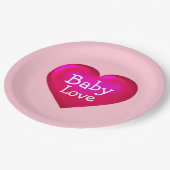 Baby Liebe Hot Pink Herz Pappteller (Schrägansicht)