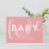 Baby Liebe Minimalistisch Pink Babydusche Einladung (Stehend Vorderseite)