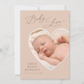 Baby Liebe Pastel Heart Foto Geburtsankündigung Einladung (Vorderseite)