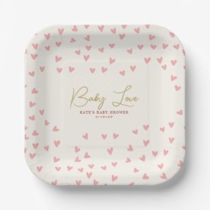 Baby Liebe Pink Hearts Girl Babydusche Pappteller
