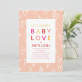 Baby Liebe Pink Hearts Valentinstag Kinderdusche Einladung (Stehend Vorderseite)
