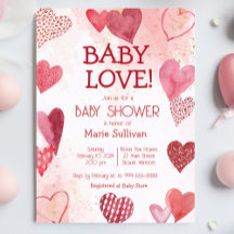 Baby Liebe Valentine Theme Kinderdusche Einladung