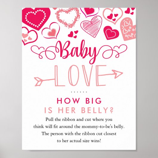 "Baby Liebe" Valentine's Day Baby Shower Game Poster (Vorne)