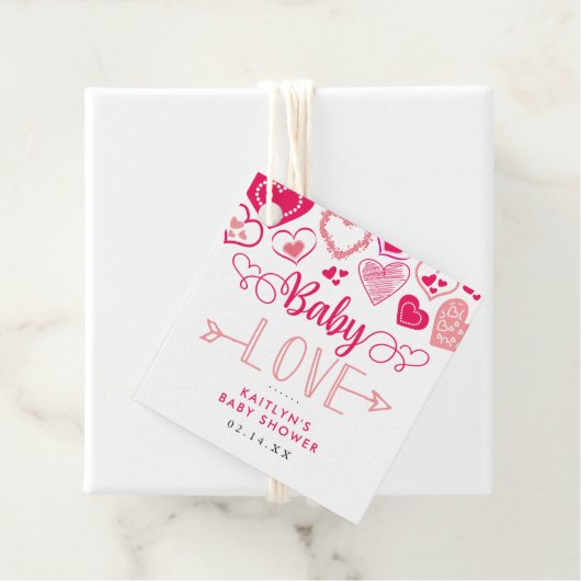 "Baby Liebe" Valentinstag Kinderdusche Geschenkanhänger (Beispiel)