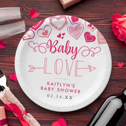 "Baby Liebe" Valentinstag Kinderdusche Pappteller
